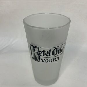 Ketel One Vodka 16 Oz Frosted Black Letter Drinking Glass 3 1/4 Round 5 3/4 Tall